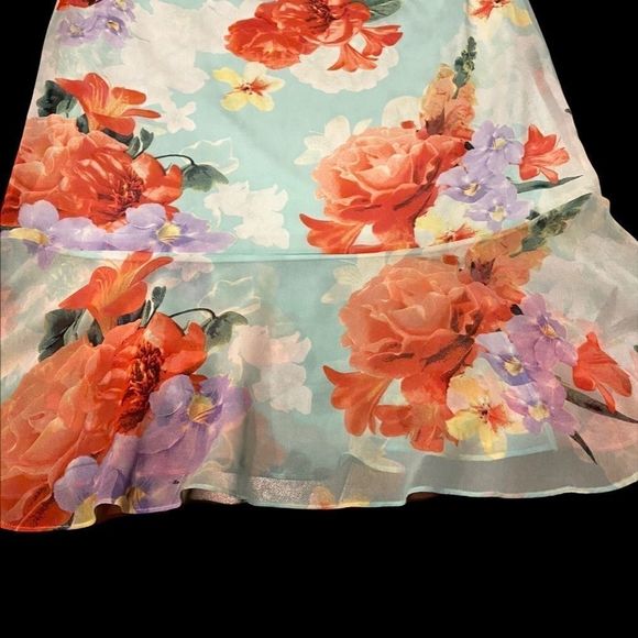 NWT Calvin Klein Floral Ruffled Chiffon Midi Skirt 10 - Picture 6 of 9